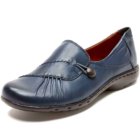 Rockport Shoes - Rockport Women's Blue Loafers Jeanette Leather Slip On Size 8